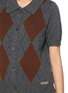  - IZAAK AZANEI - Short Sleeve Argyle Print Polo Knit Cardigan
