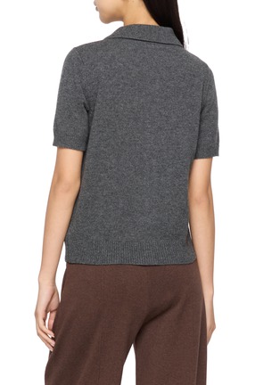 Back View - Click To Enlarge - IZAAK AZANEI - Short Sleeve Argyle Print Polo Knit Cardigan