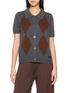 IZAAK AZANEI Short Sleeve Argyle Print Polo Knit Cardigan
