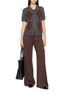 Figure View - Click To Enlarge - IZAAK AZANEI - Short Sleeve Argyle Print Polo Knit Cardigan