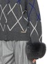  - IZAAK AZANEI - Argyle Faux Fur Cuff Knit Cardigan