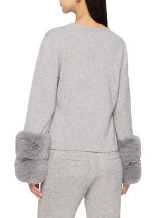 Back View - Click To Enlarge - IZAAK AZANEI - Faux Fur Cuff Knit Cardigan