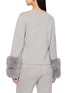 Back View - Click To Enlarge - IZAAK AZANEI - Faux Fur Cuff Knit Cardigan