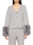 IZAAK AZANEI Faux Fur Cuff Knit Cardigan
