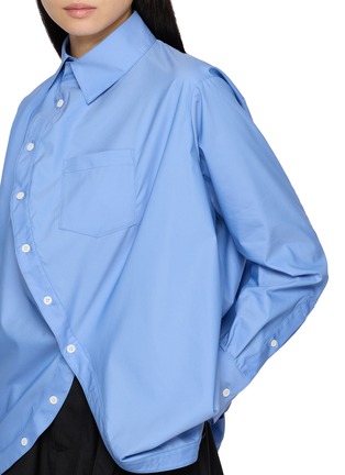  - ANREALAGE - Striped Asymmetrical Curved Hem Shirt