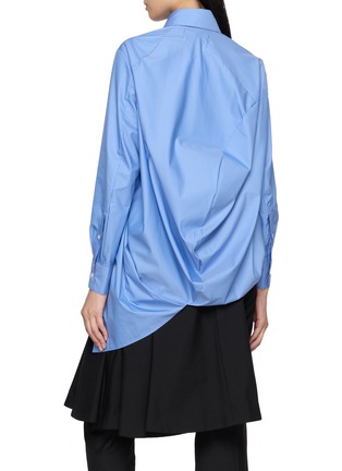 Back View - Click To Enlarge - ANREALAGE - Striped Asymmetrical Curved Hem Shirt