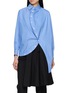 ANREALAGE Striped Asymmetrical Curved Hem Shirt