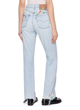 Back View - Click To Enlarge - SUNDAYFRUITMARKET - Upcycled Paint Splatter Distressed Denim Jeans