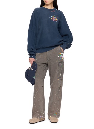 Figure View - Click To Enlarge - SUNDAYFRUITMARKET - No.3 Floral Embroidered Paint Splatter Sweatshirt