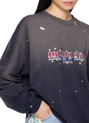  - SUNDAYFRUITMARKET - Upcycled Hard Rock Floral Embroidered Paint Splatter Sweatshirt