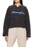 SUNDAYFRUITMARKET Upcycled Champion Floral Embroidered Paint Splatter Sweatshirt