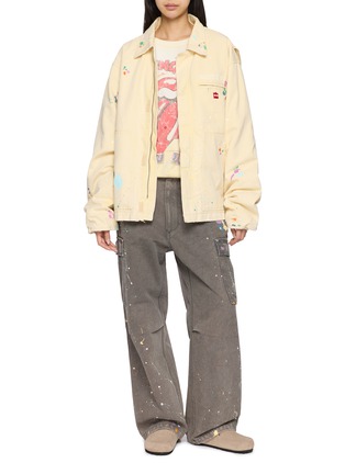 Figure View - Click To Enlarge - SUNDAYFRUITMARKET - Square Apple Logo Paint Splatter Washed Jacket
