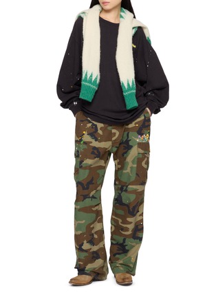 Figure View - Click To Enlarge - SUNDAYFRUITMARKET - Upcycled Embroidered Pocket Sweatshirt