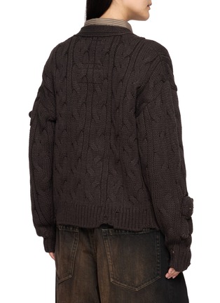 Back View - Click To Enlarge - MIHARA YASUHIRO - X PINK HOUSE Bear Appliqué Cable Knit Cardigan