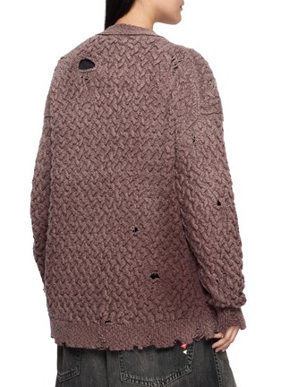 Back View - Click To Enlarge - MIHARA YASUHIRO - Sun Faded Distressed Knit Cardigan
