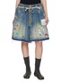 MIHARA YASUHIRO Price Tag Print Gathered Waistband Cotton Denim Shorts
