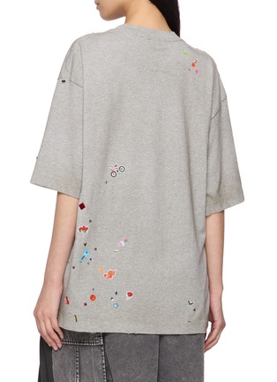 Back View - Click To Enlarge - MIHARA YASUHIRO - Kids Sticker Distressed Cotton T-Shirt