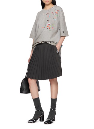 Figure View - Click To Enlarge - MIHARA YASUHIRO - Kids Sticker Distressed Cotton T-Shirt