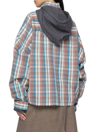 Back View - Click To Enlarge - MIHARA YASUHIRO - Hooded Layered Chequered Cotton Shirt