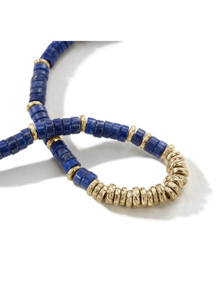 Detail View - Click To Enlarge - JOHN HARDY - Heishi 14K Gold Lapis Lazuli Bead Bracelet — Size UM