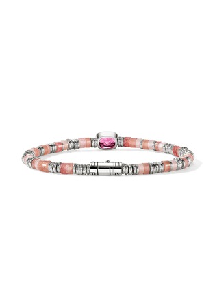 Detail View - Click To Enlarge - JOHN HARDY - Heishi Sterling Silver Rhodolite Red Quartz Rhodochrosite Pink Opal Beaded Bracelet — Size UM
