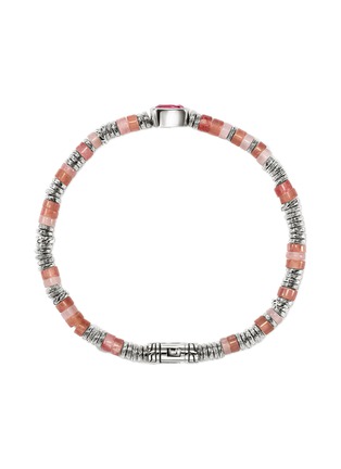 Detail View - Click To Enlarge - JOHN HARDY - Heishi Sterling Silver Rhodolite Red Quartz Rhodochrosite Pink Opal Beaded Bracelet — Size UM