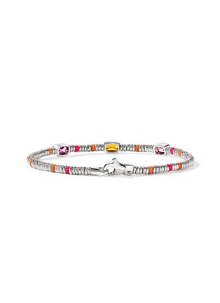 Detail View - Click To Enlarge - JOHN HARDY - Heishi Sterling Silver Orange Citrine Rhodolite Pink Tourmaline Beaded Bracelet — Size US