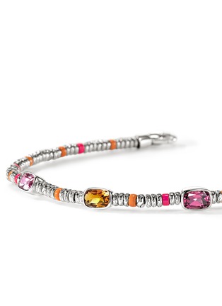  - JOHN HARDY - Heishi Sterling Silver Orange Citrine Rhodolite Pink Tourmaline Beaded Bracelet — Size US