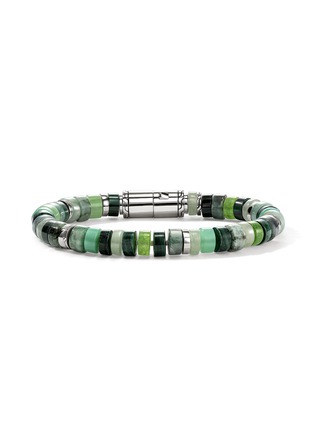 Detail View - Click To Enlarge - JOHN HARDY - Heishi Sterling Silver Emerald Malachite Aventurine Chrysoprase Beaded Bracelet — Size UL