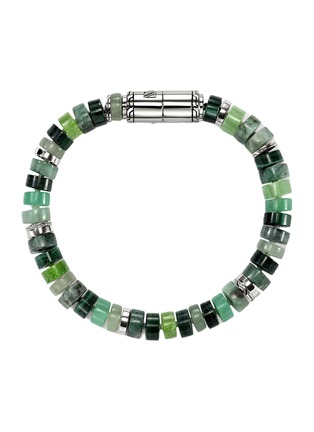 Detail View - Click To Enlarge - JOHN HARDY - Heishi Sterling Silver Emerald Malachite Aventurine Chrysoprase Beaded Bracelet — Size UL