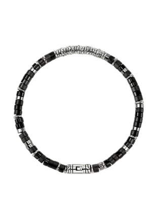 Detail View - Click To Enlarge - JOHN HARDY - Heishi Sterling Silver Matte Treated Black Onyx Hematite Bracelet — Size UL