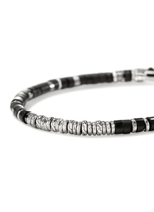  - JOHN HARDY - Heishi Sterling Silver Matte Treated Black Onyx Hematite Bracelet — Size UL