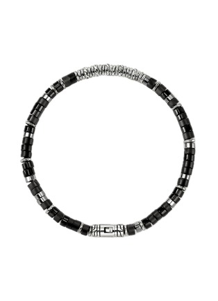 Detail View - Click To Enlarge - JOHN HARDY - Heishi Sterling Silver Matte Treated Black Onyx Hematite Bracelet — Size UM
