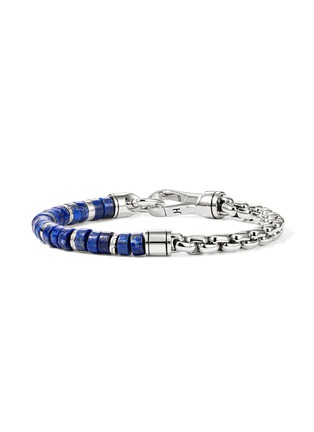 Detail View - Click To Enlarge - JOHN HARDY - Heishi Sterling Silver Lapis Lazuli Beaded Box Chain Bracelet — Size UM