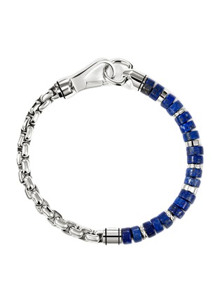 Detail View - Click To Enlarge - JOHN HARDY - Heishi Sterling Silver Lapis Lazuli Beaded Box Chain Bracelet — Size UM