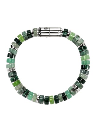 Detail View - Click To Enlarge - JOHN HARDY - Heishi Sterling Silver Emerald Malachite Aventurine Chrysoprase Beaded Bracelet — Size UM