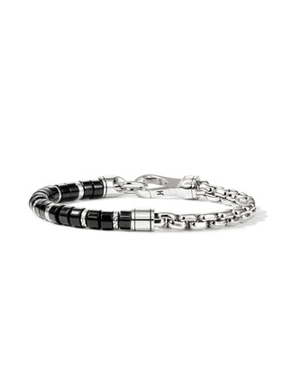 Detail View - Click To Enlarge - JOHN HARDY - Heishi Sterling Silver Black Onyx Beaded Box Chain Bracelet — Size UL