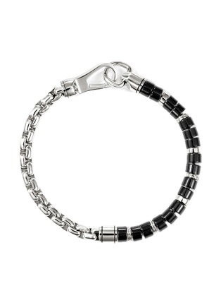Detail View - Click To Enlarge - JOHN HARDY - Heishi Sterling Silver Black Onyx Beaded Box Chain Bracelet — Size UL