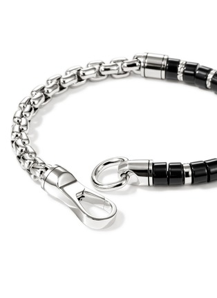  - JOHN HARDY - Heishi Sterling Silver Black Onyx Beaded Box Chain Bracelet — Size UL
