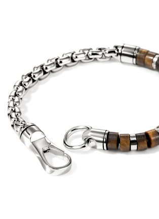  - JOHN HARDY - Heishi Sterling Silver Tiger Eye Beaded Box Chain Bracelet — Size UL