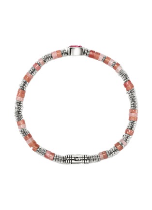 Detail View - Click To Enlarge - JOHN HARDY - Heishi Sterling Silver Rhodolite Red Quartz Rhodochrosite Pink Opal Beaded Bracelet — Size US