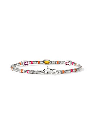 Detail View - Click To Enlarge - JOHN HARDY - Heishi Sterling Silver Orange Citrine Rhodolite Pink Tourmaline Beaded Bracelet — Size UM