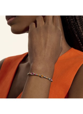  - JOHN HARDY - Heishi Sterling Silver Orange Citrine Rhodolite Pink Tourmaline Beaded Bracelet — Size UM