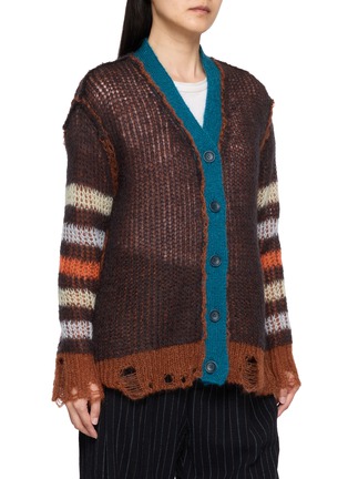 Detail View - Click To Enlarge - BEAUTIFUL PEOPLE - Reversible Striped Mohair Knit Cardigan