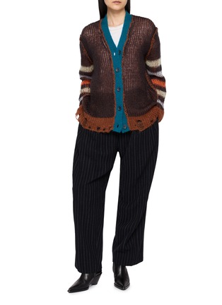 Figure View - Click To Enlarge - BEAUTIFUL PEOPLE - Side Pleated Pinstripe Stretch Suiting Pants