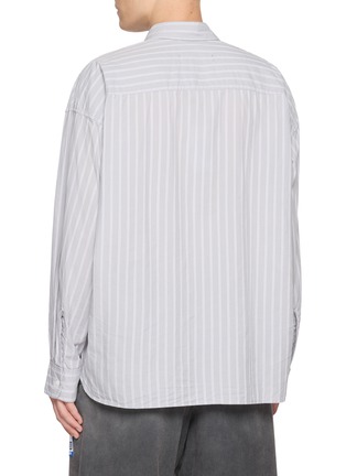 Back View - Click To Enlarge - MIHARA YASUHIRO - Label Detail Striped Dress Shirt