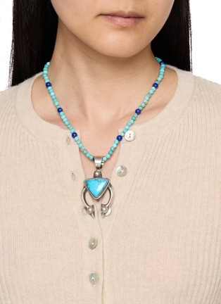 Figure View - Click To Enlarge - TIHWA JEWELRY - Silver Turquoise Sculptural Pendant