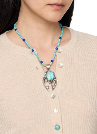 Figure View - Click To Enlarge - TIHWA JEWELRY - Silver Turquoise Cabochon Sculptural Pendant