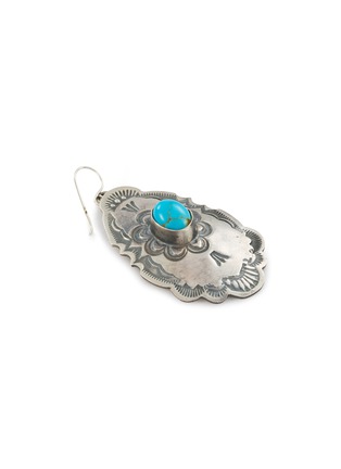 Detail View - Click To Enlarge - TIHWA JEWELRY - Silver Turquoise Engraved Drop Earrings