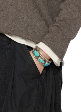 Figure View - Click To Enlarge - TIHWA JEWELRY - Large Silver Turquoise Cuff